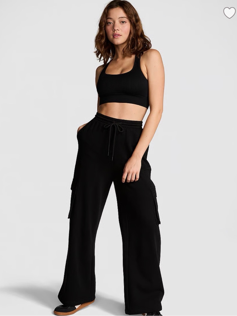 PINK Campus Fleece Wide Leg Cargo Sweatpants